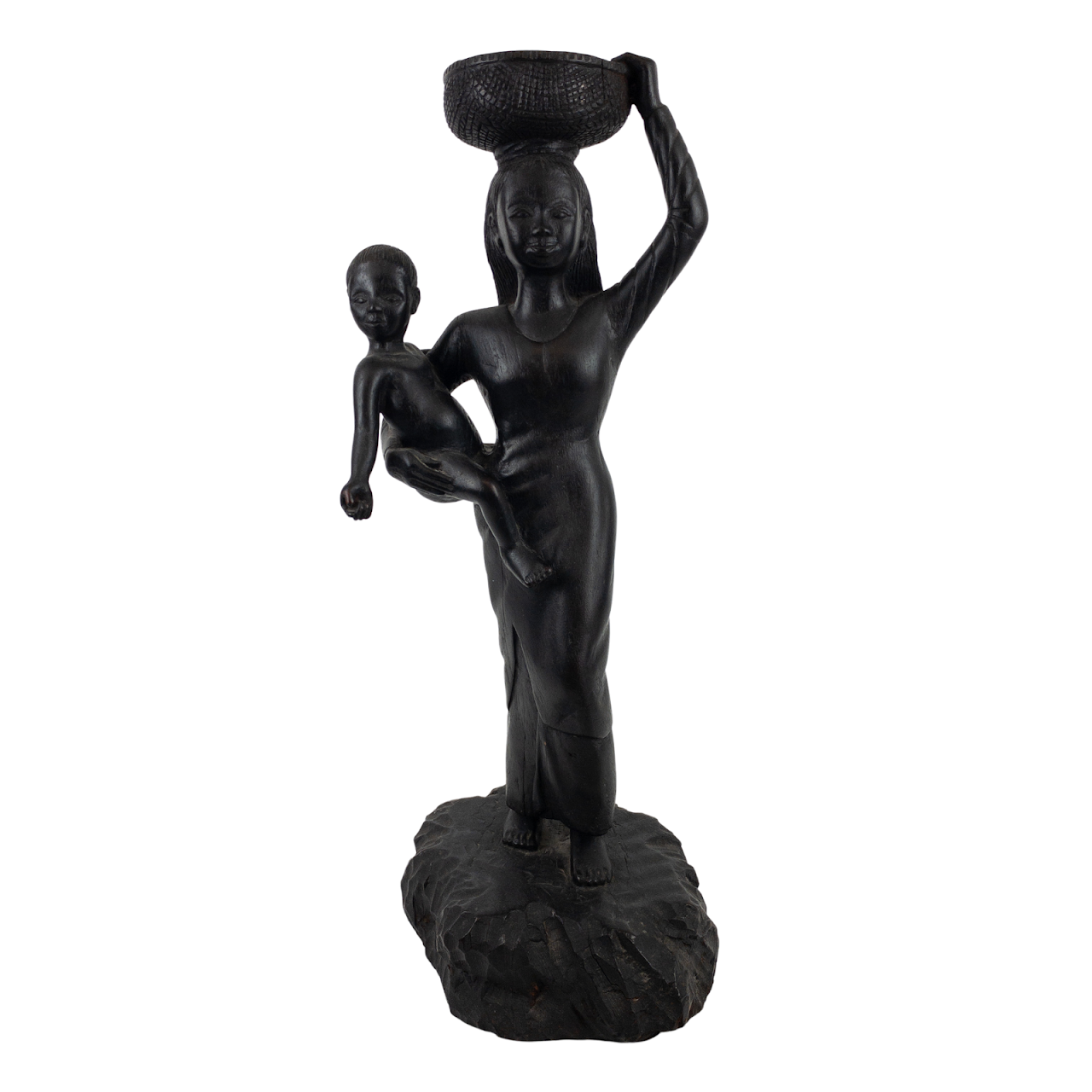 Mother & Child Carved Wood Sculpture