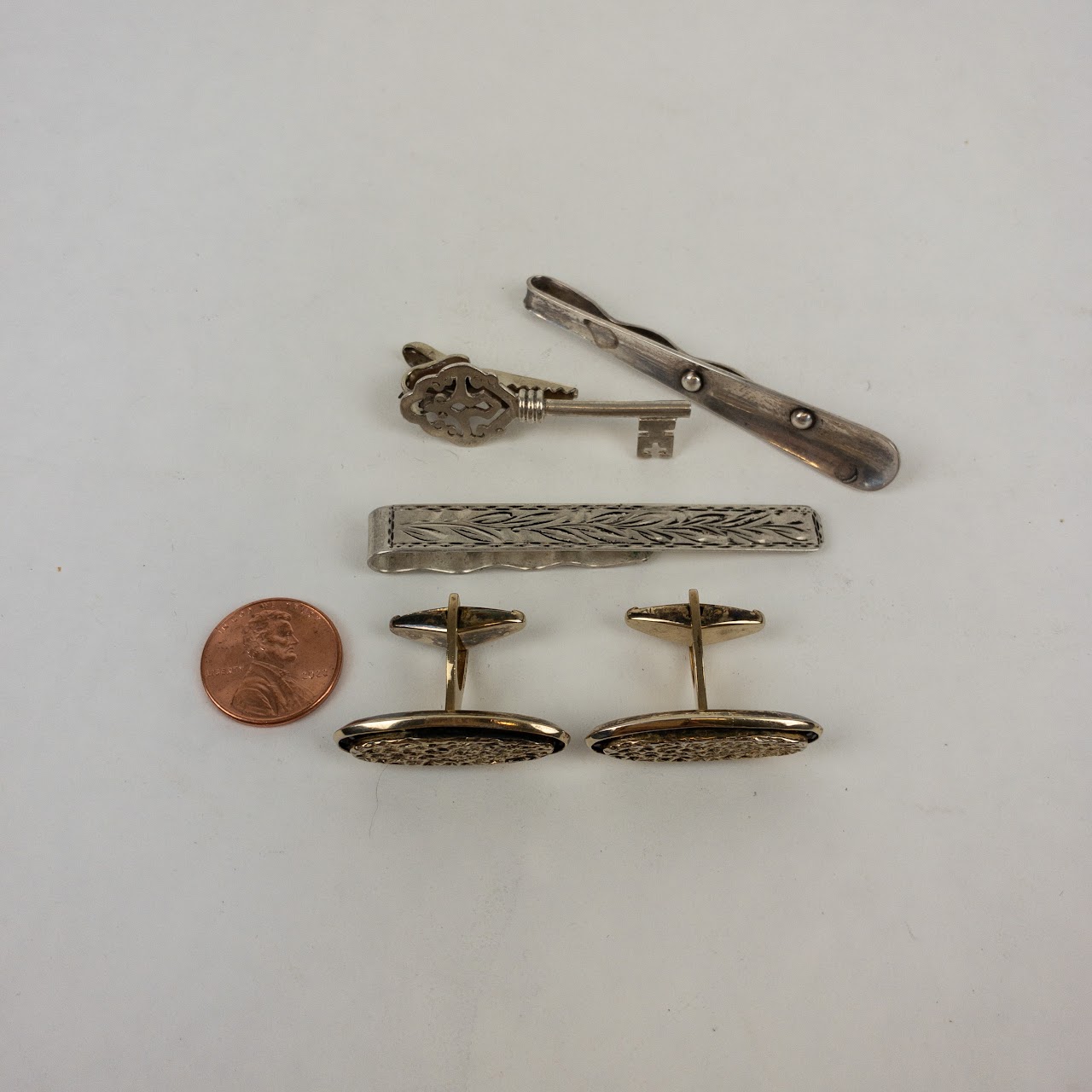 Sterling & 800 Silver Vintage Cufflink & Tie Clip Lot