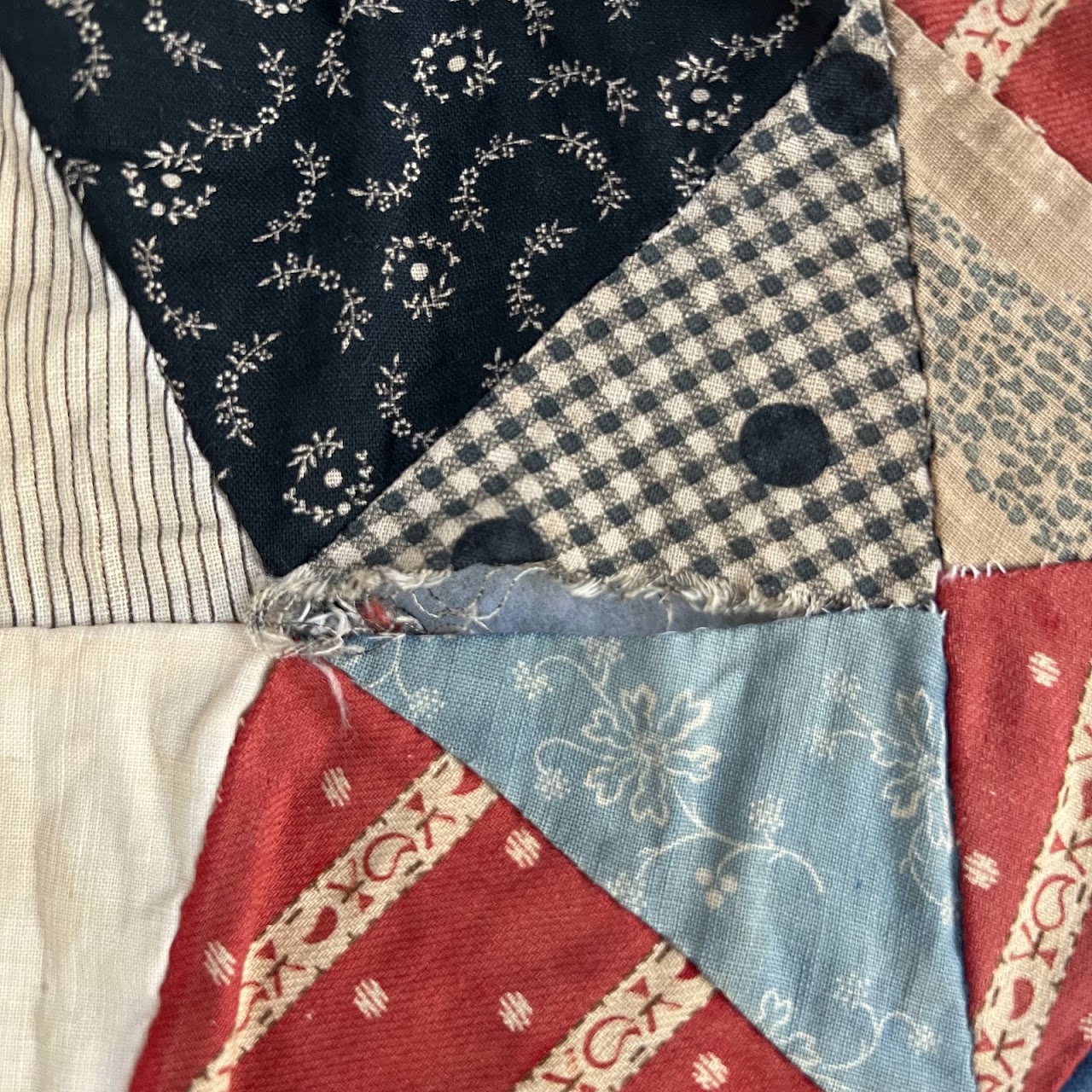 Vintage Signed Pinwheel Quilt Throw