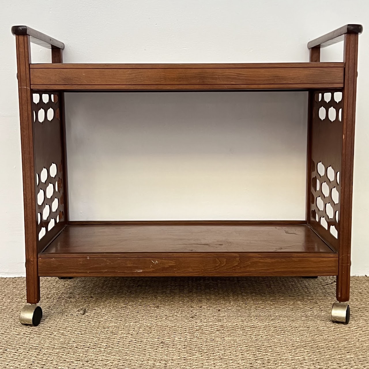 1960s Modernist Walnut Bar Cart