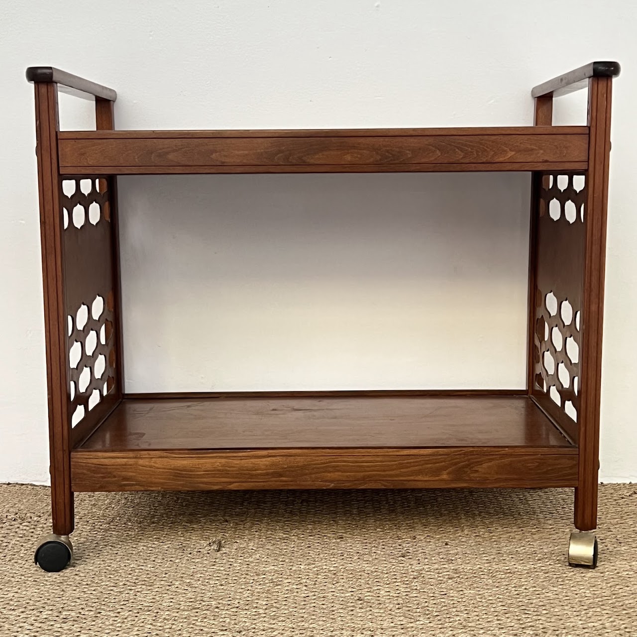 1960s Modernist Walnut Bar Cart