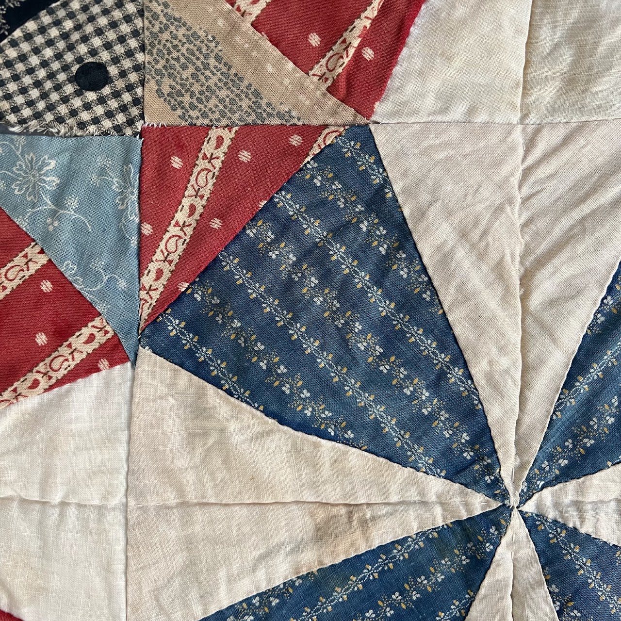 Vintage Signed Pinwheel Quilt Throw