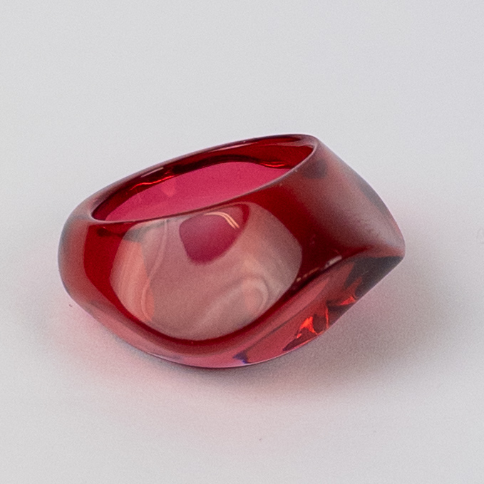 Baccarat Red Crystal Pebble Ring