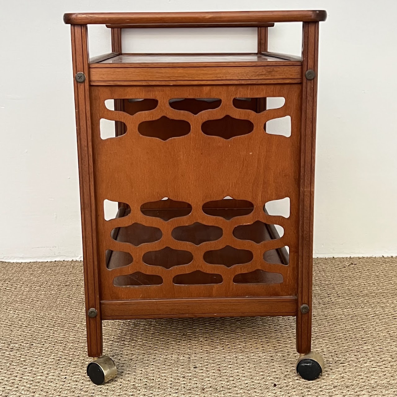 1960s Modernist Walnut Bar Cart