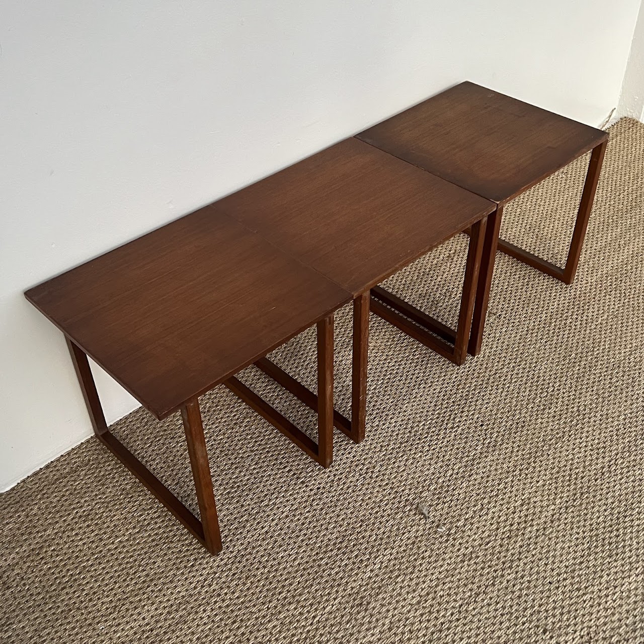 Kai Kristiansen for Vildbjerg Møbelfabrik Danish Modern Teak Nesting Cube Table Trio