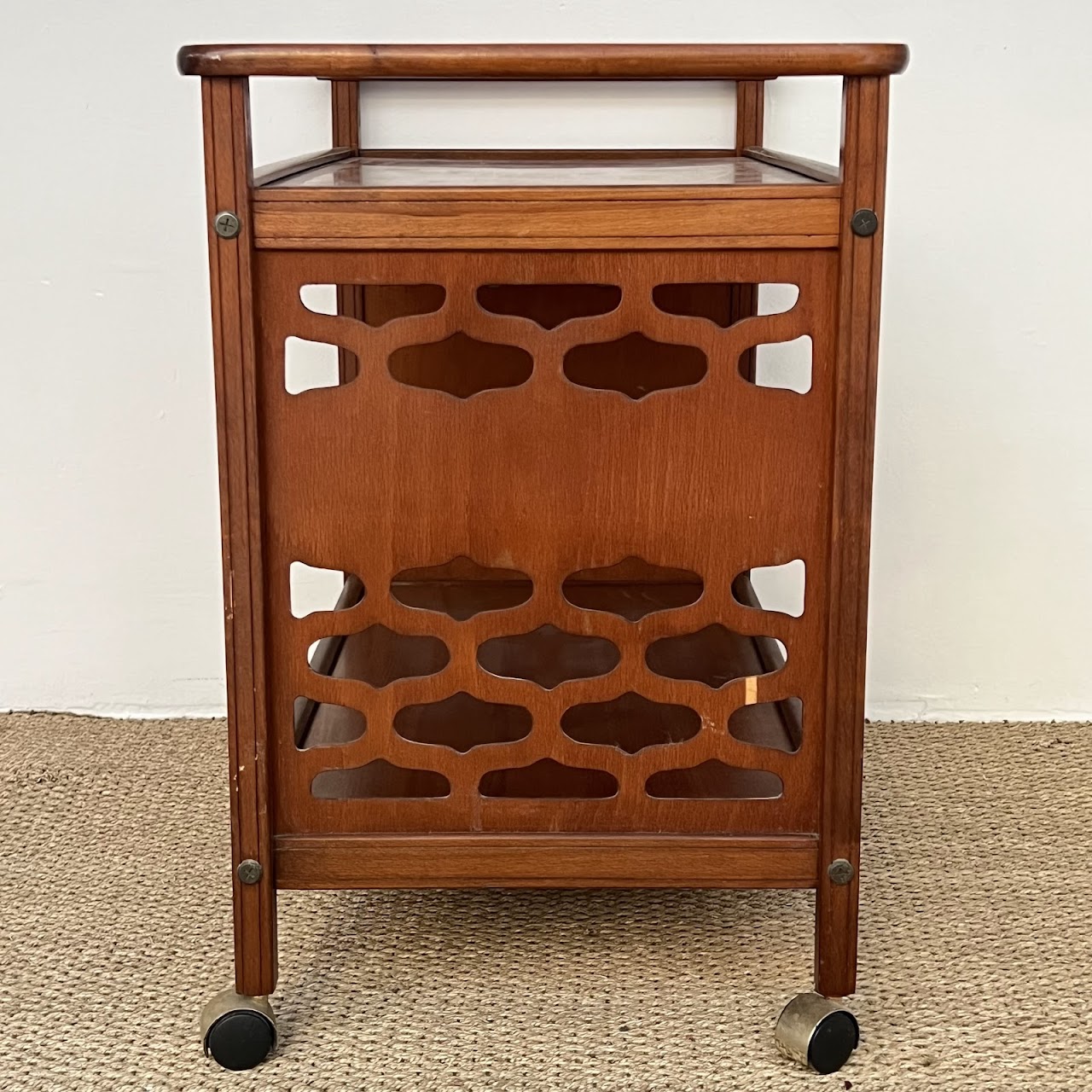 1960s Modernist Walnut Bar Cart