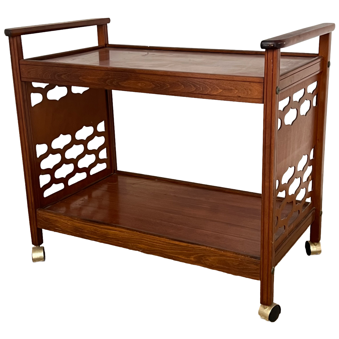 1960s Modernist Walnut Bar Cart