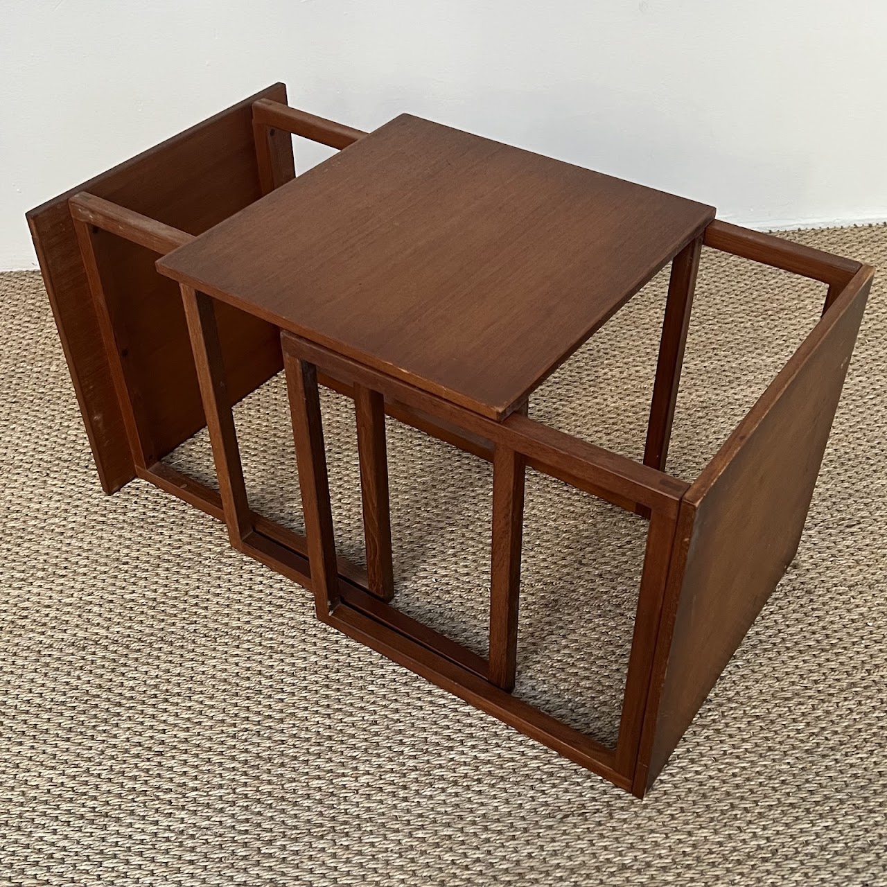 Kai Kristiansen for Vildbjerg Møbelfabrik Danish Modern Teak Nesting Cube Table Trio