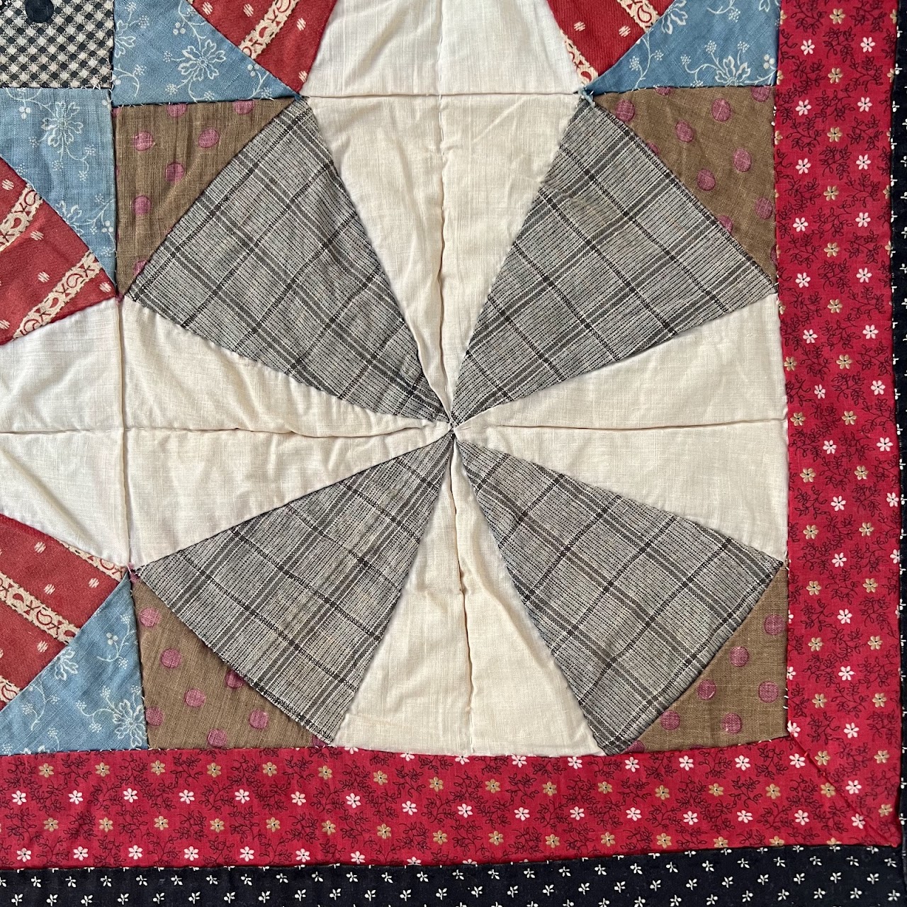 Vintage Signed Pinwheel Quilt Throw