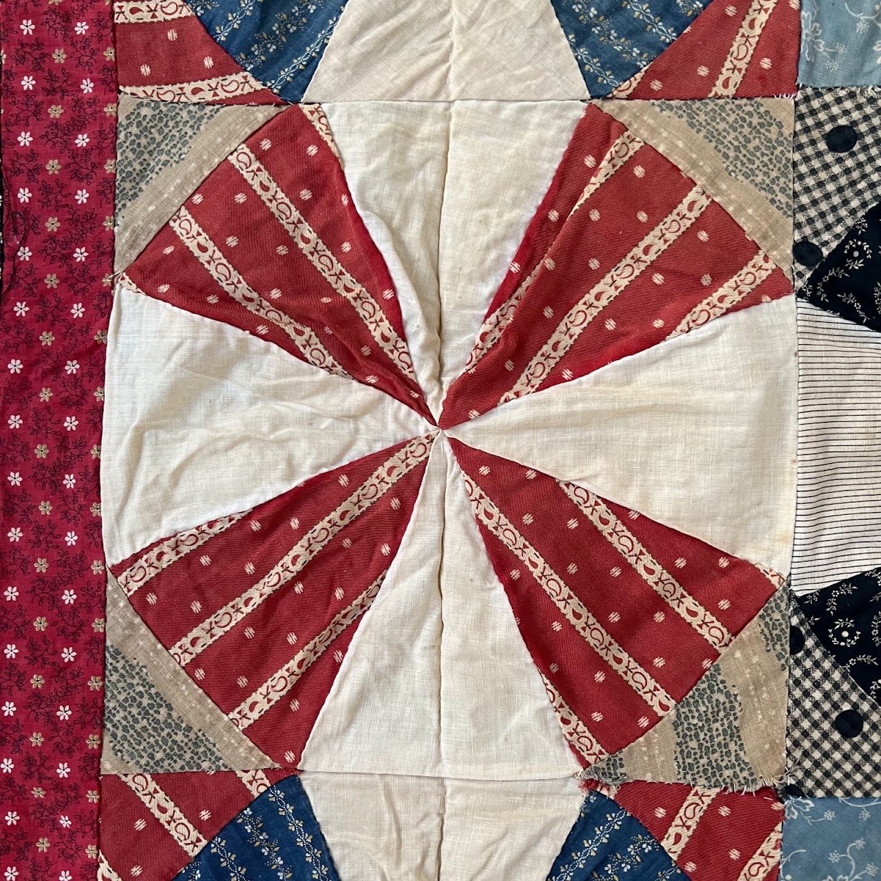 Vintage Signed Pinwheel Quilt Throw