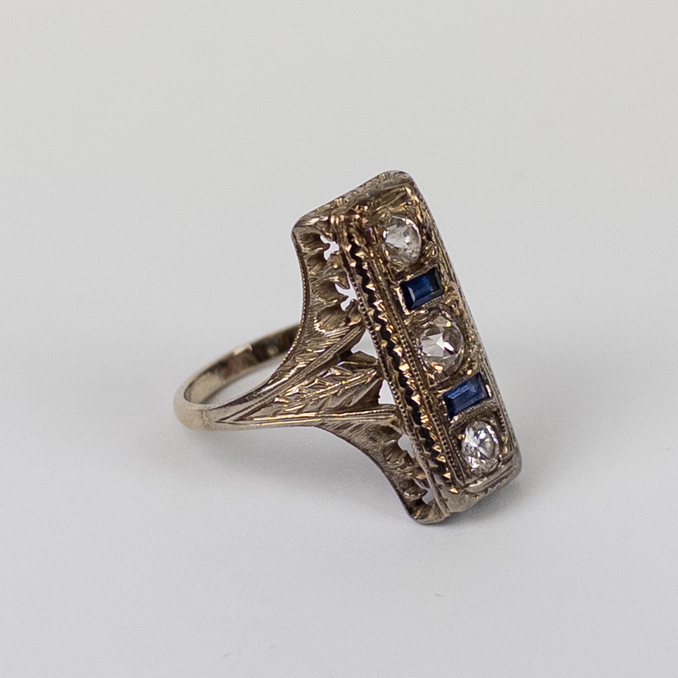 14K Gold, Diamond and Sapphire Ring