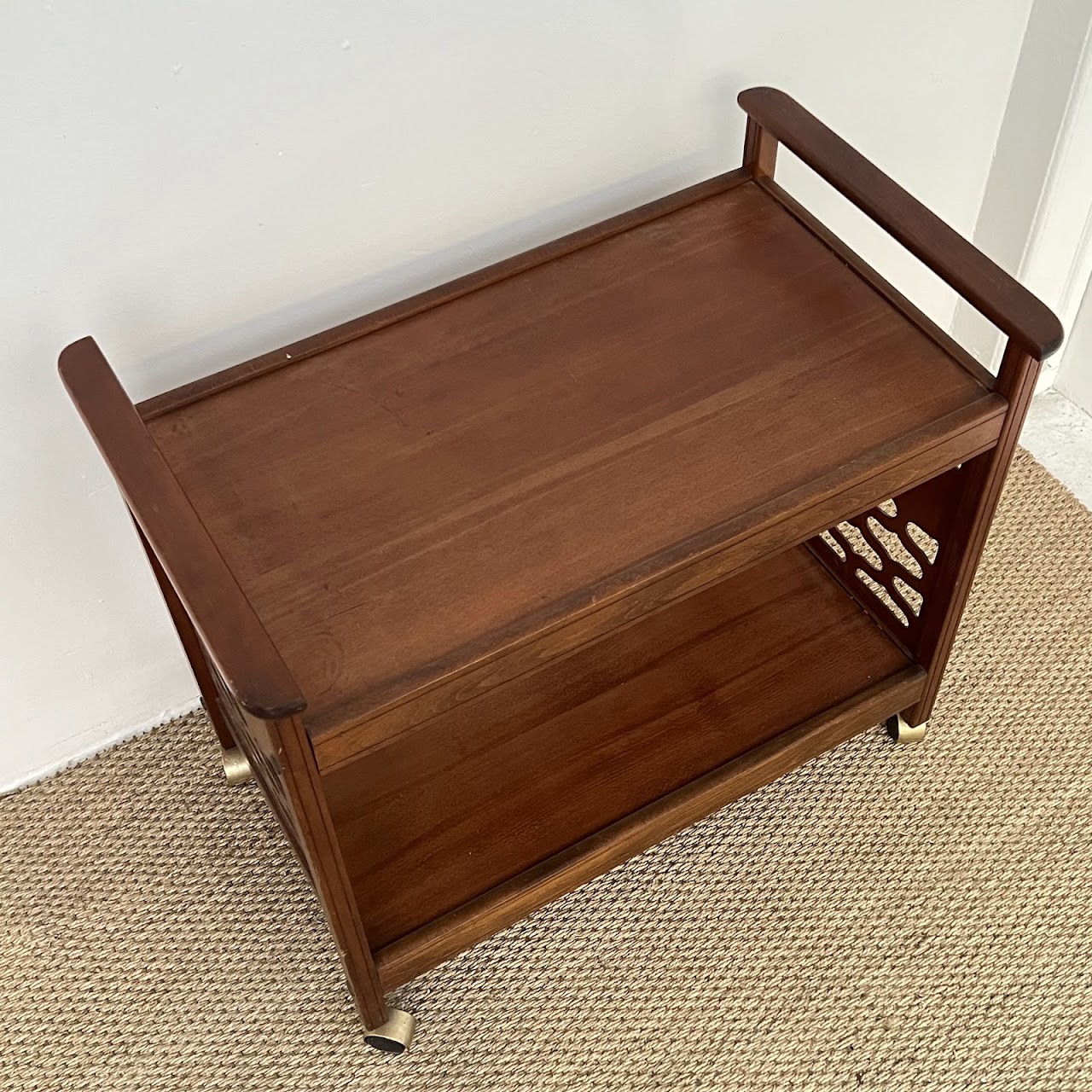 1960s Modernist Walnut Bar Cart