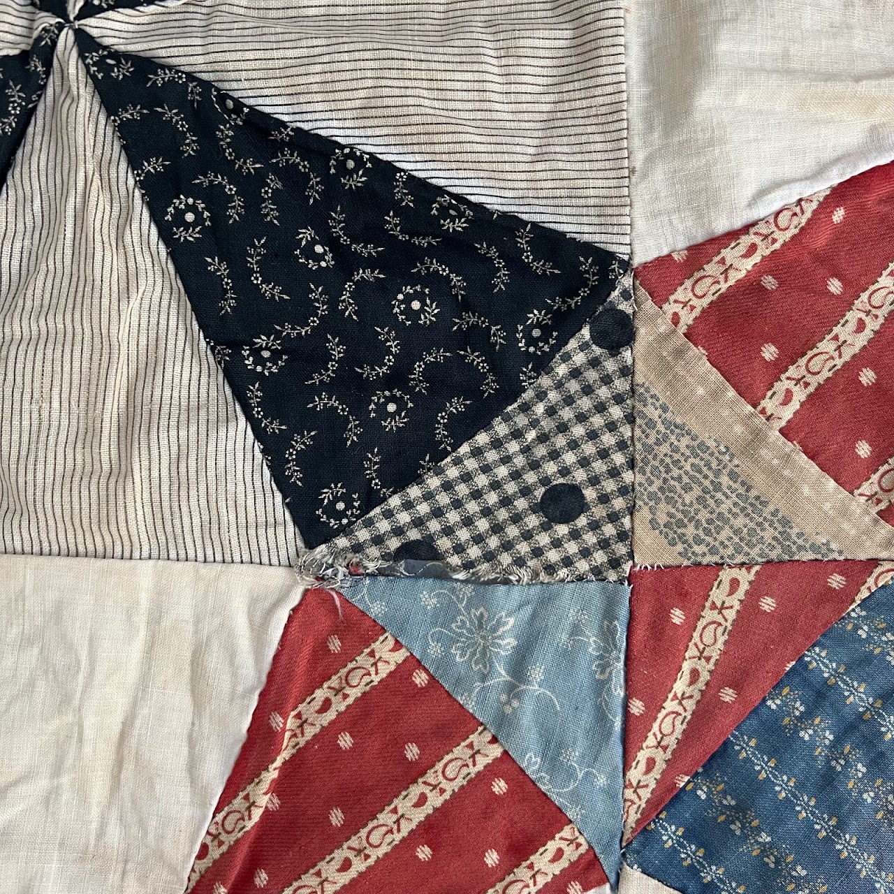 Vintage Signed Pinwheel Quilt Throw