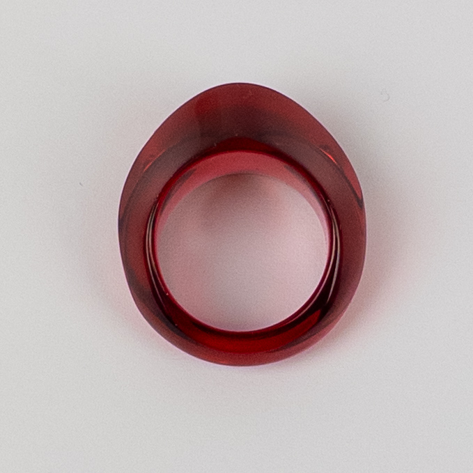 Baccarat Red Crystal Pebble Ring