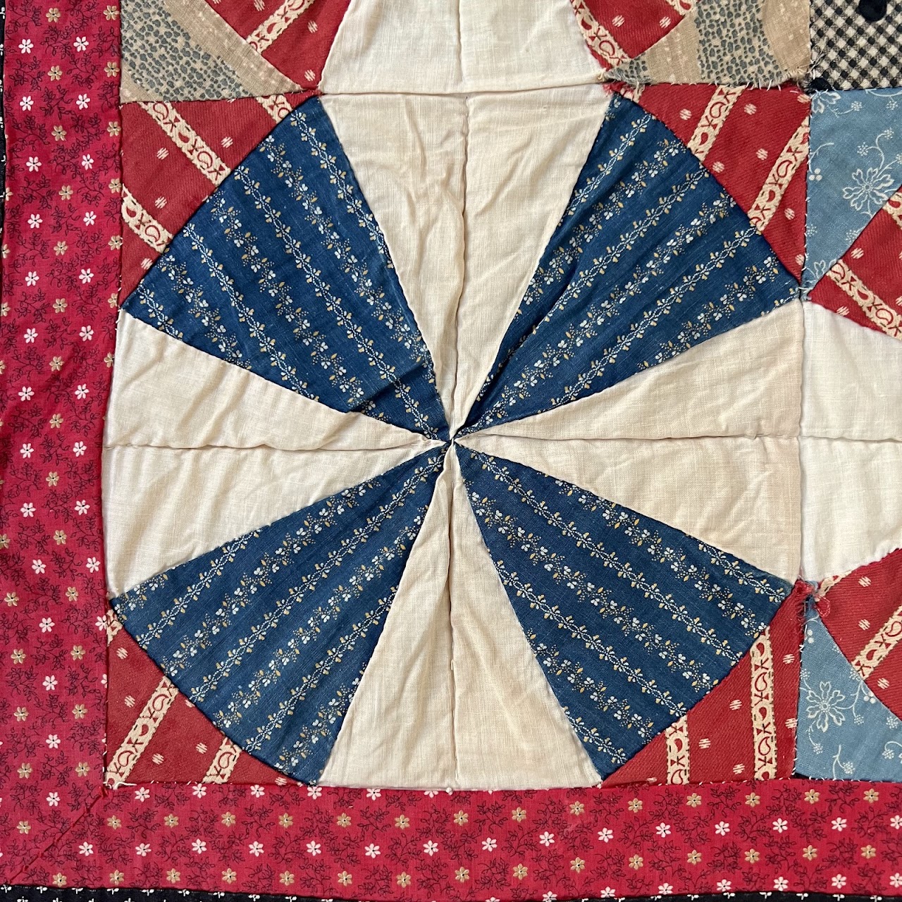 Vintage Signed Pinwheel Quilt Throw