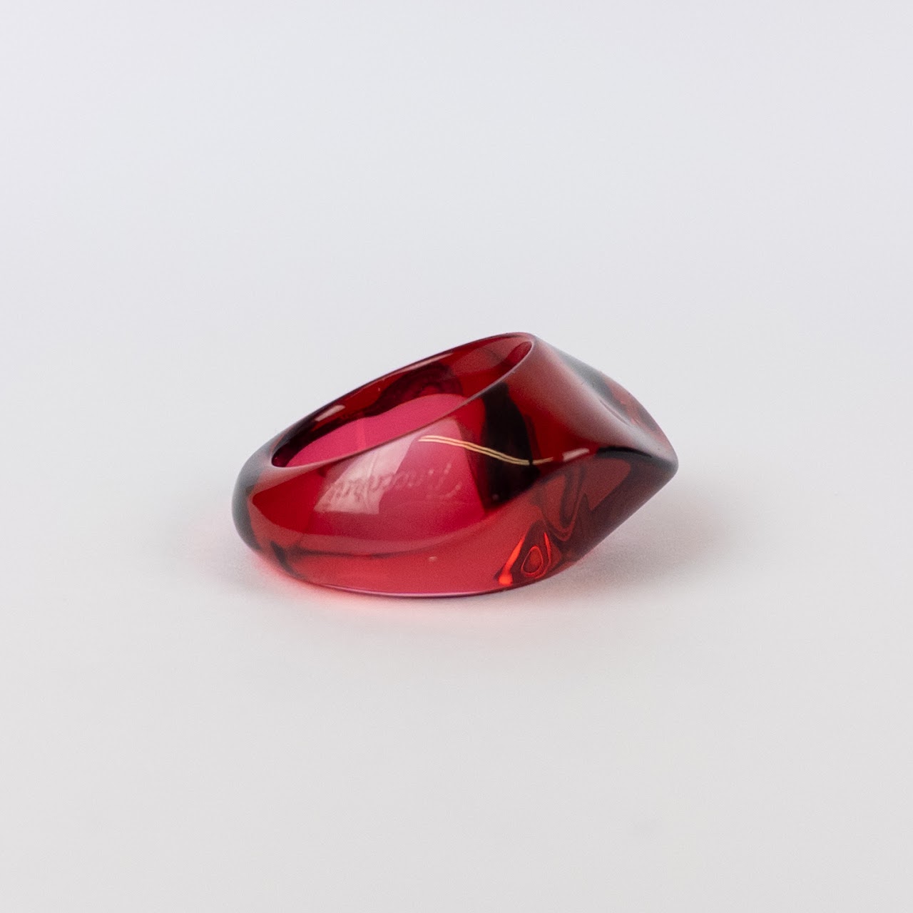 Baccarat Red Crystal Pebble Ring