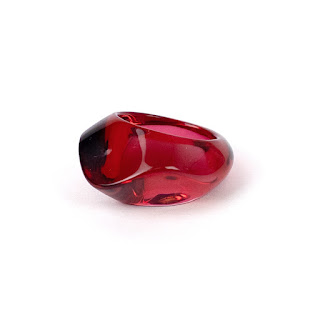 Baccarat Red Crystal Pebble Ring