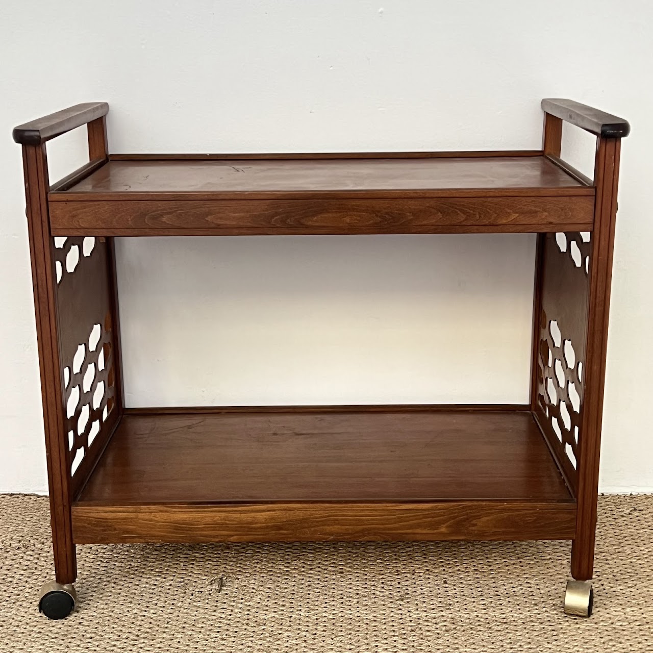 1960s Modernist Walnut Bar Cart