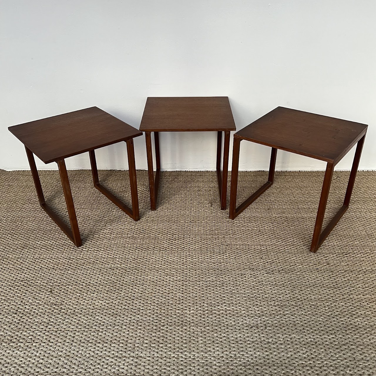 Kai Kristiansen for Vildbjerg Møbelfabrik Danish Modern Teak Nesting Cube Table Trio