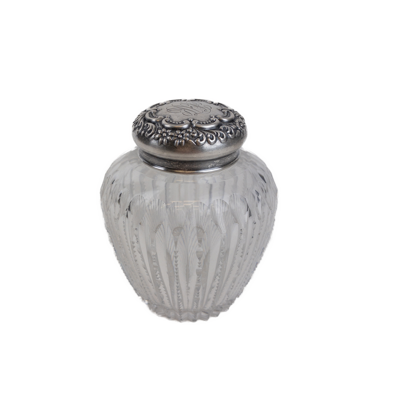 Sterling Silver & Cut Crystal Powder Jar