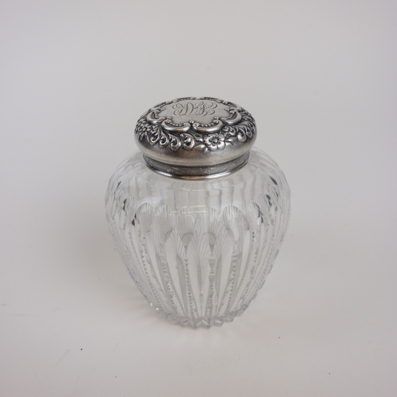 Sterling Silver & Cut Crystal Powder Jar