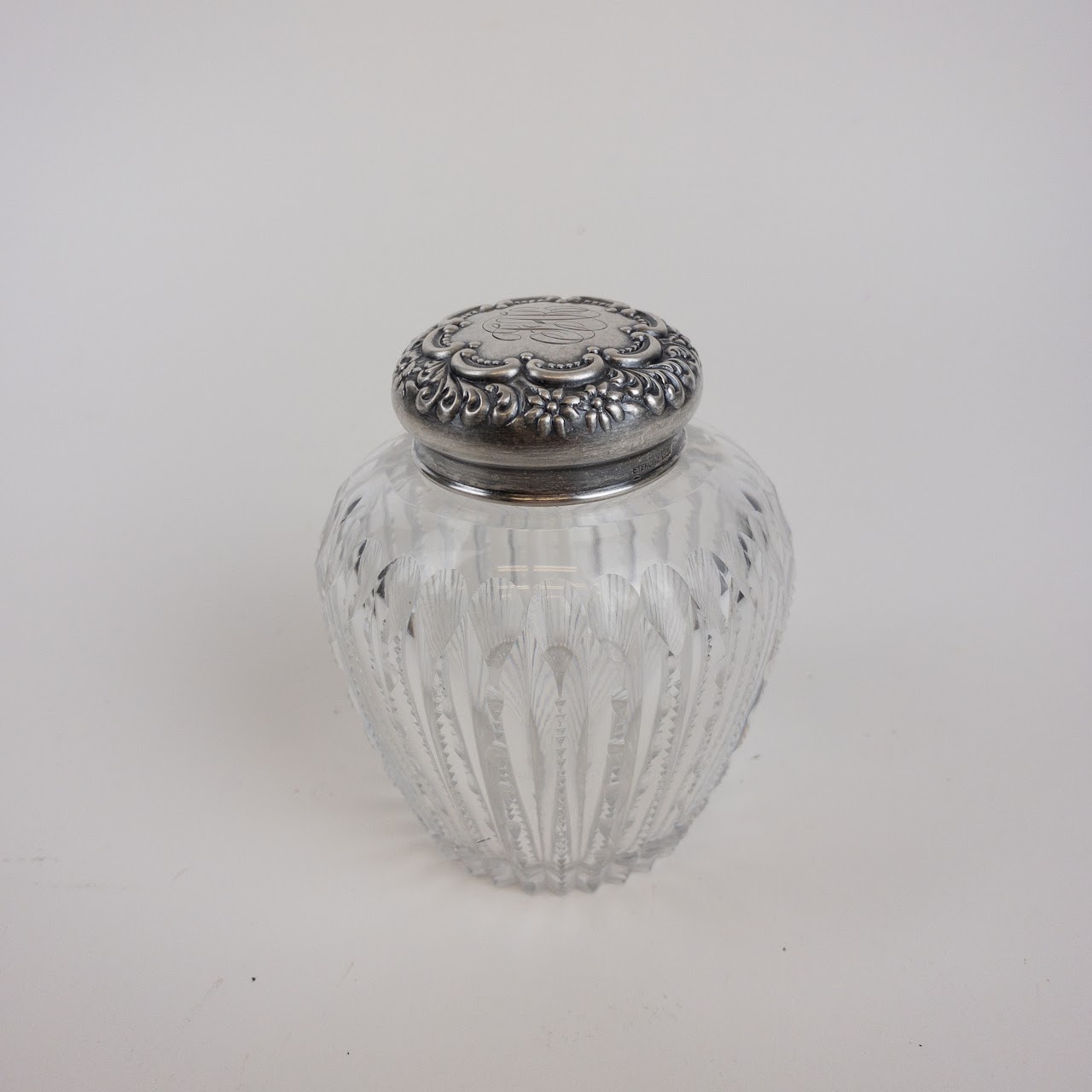 Sterling Silver & Cut Crystal Powder Jar