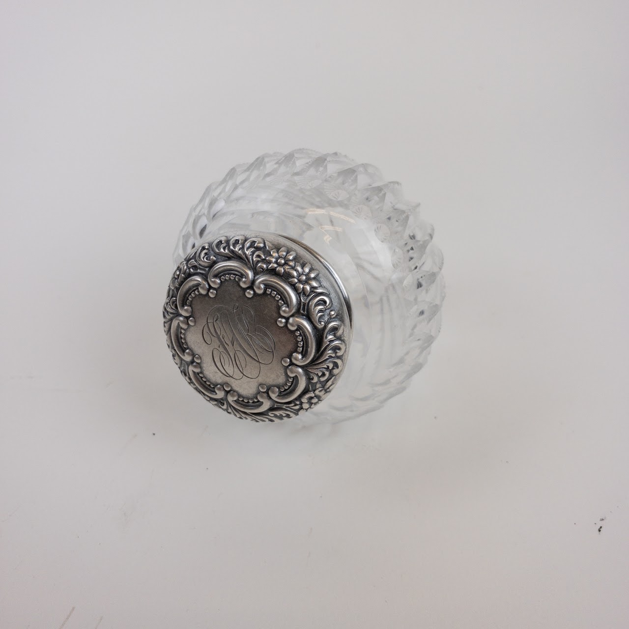 Sterling Silver & Cut Crystal Powder Jar