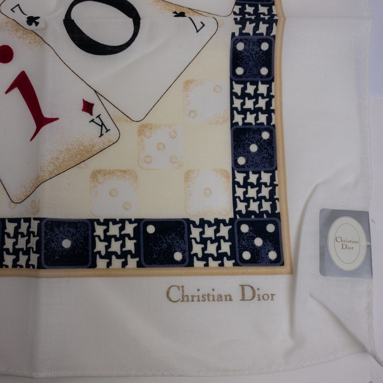 Christian Dior Silk Card & Dice Pocket Square