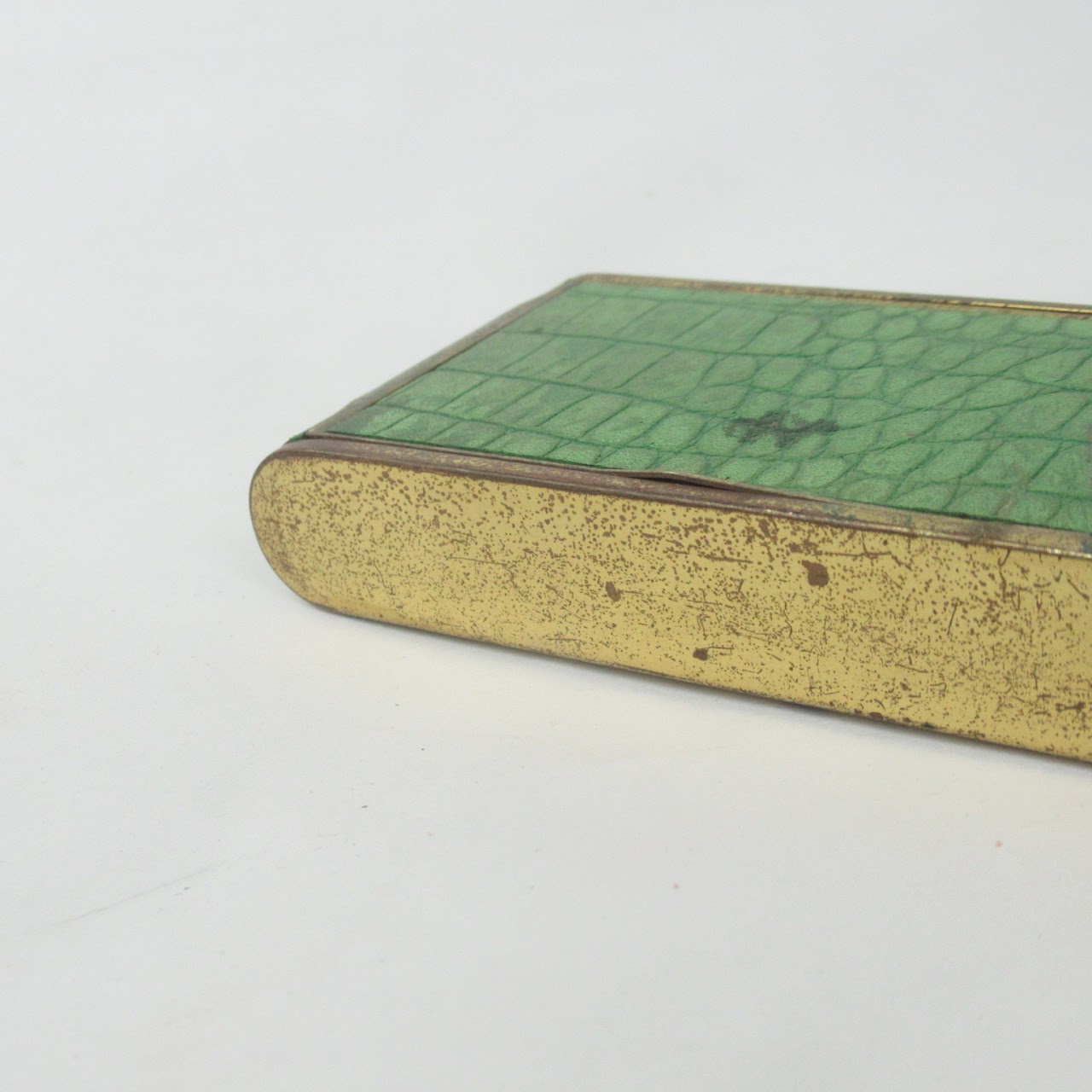 Brass & Faux Alligator Vintage Compact