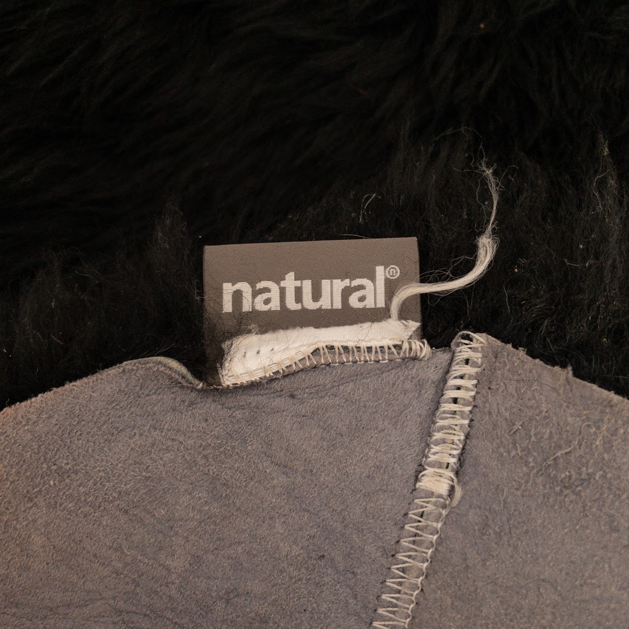 Natural Black Sheepskin Rug