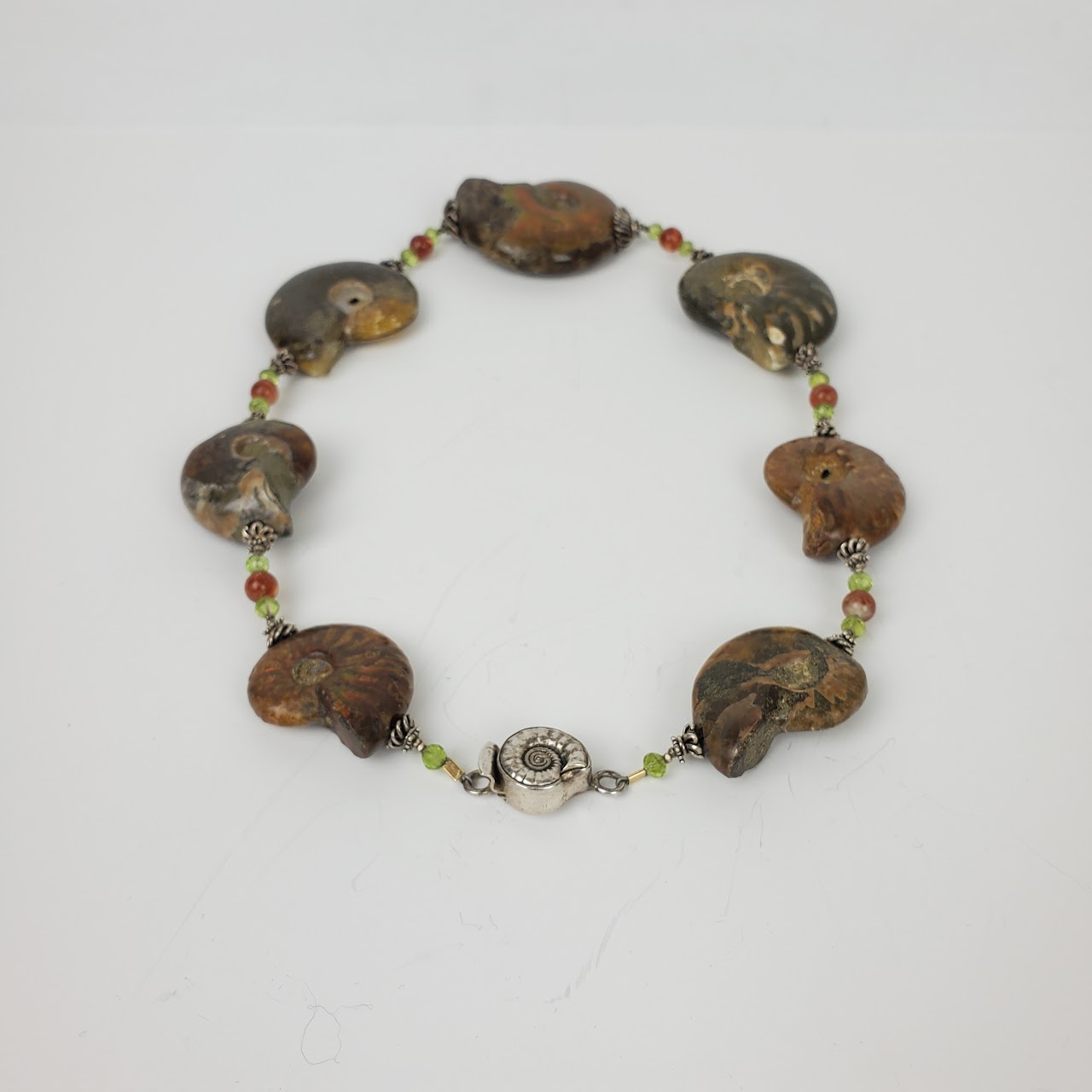 Sterling Silver & Fossilized Stone Shell Necklace