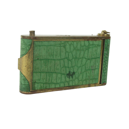 Brass & Faux Alligator Vintage Compact