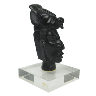 Obsidian Aztec Warrior Statue