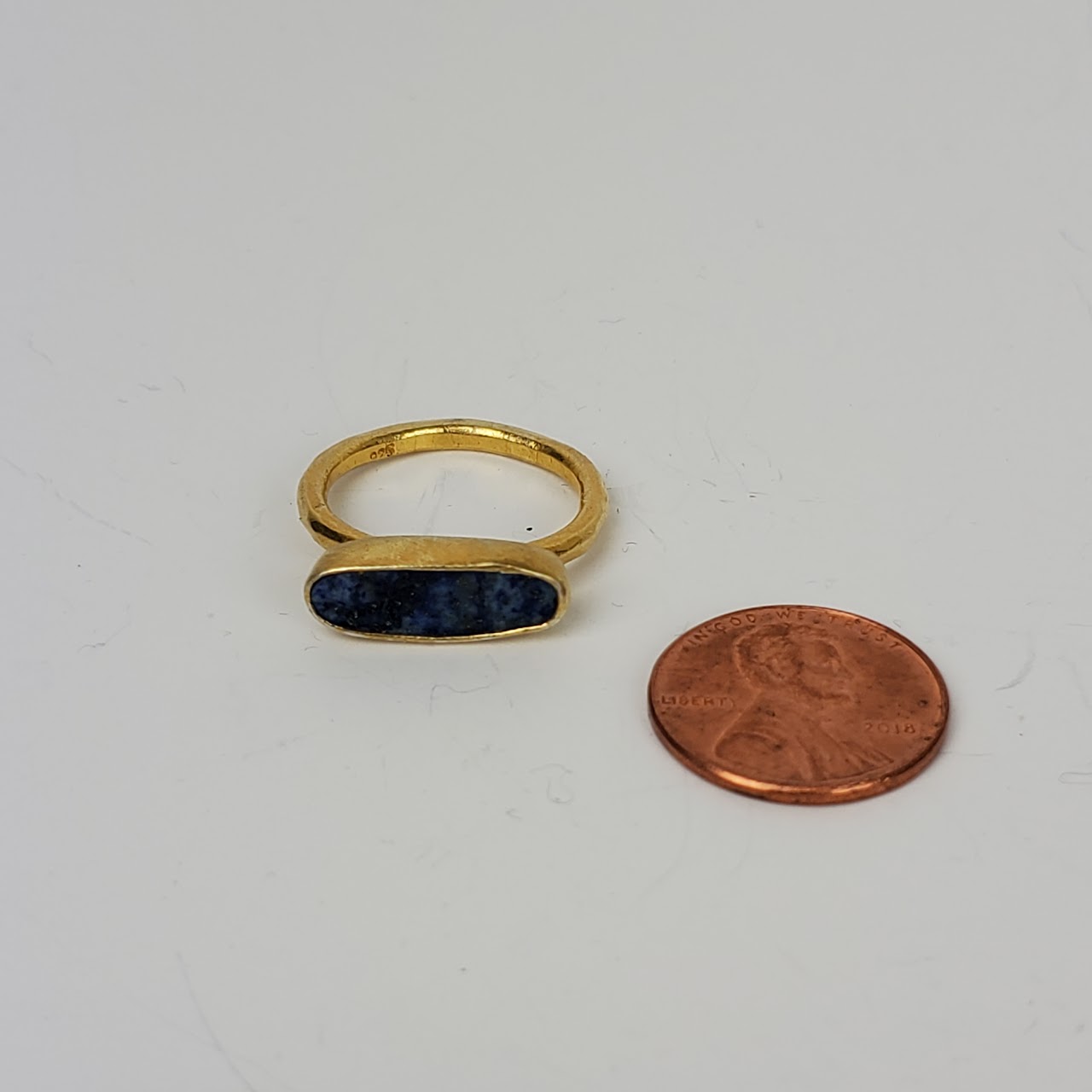 Sterling Silver Vermeil Lapis Lazuli Ring #1
