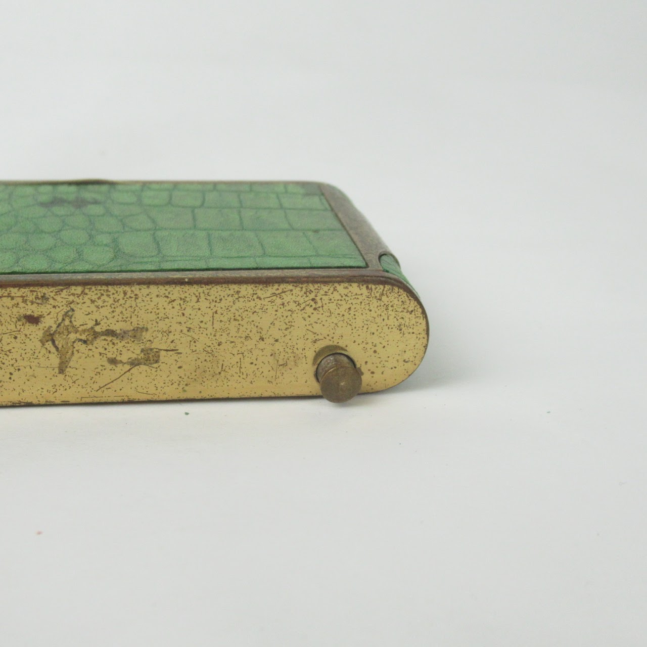 Brass & Faux Alligator Vintage Compact