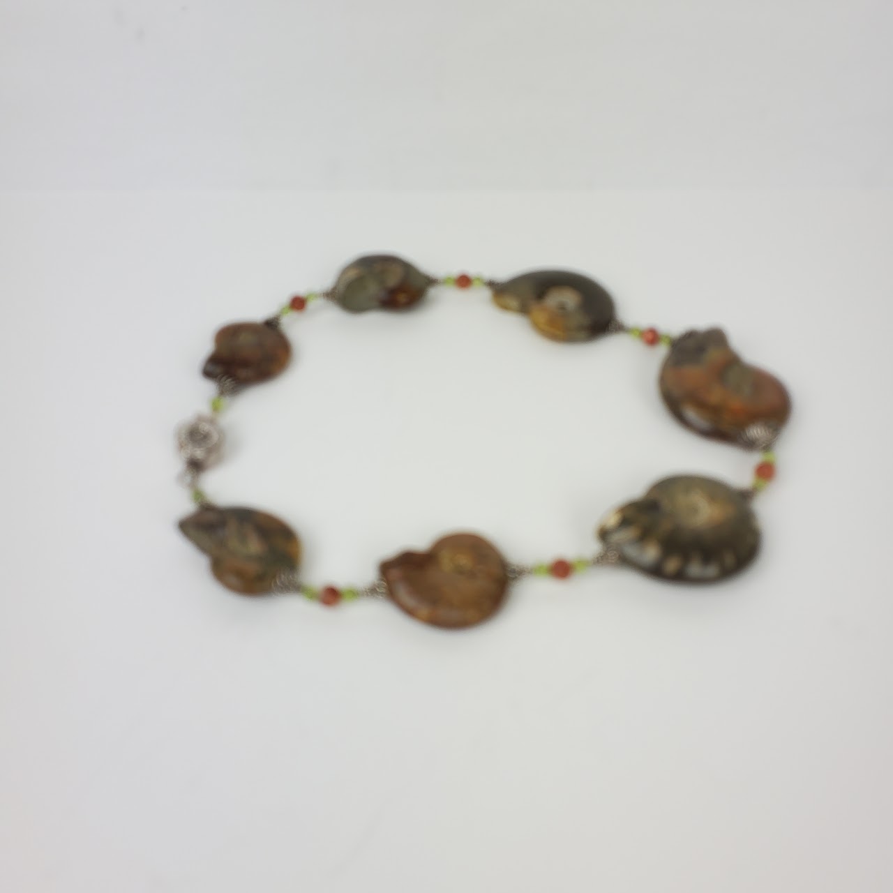 Sterling Silver & Fossilized Stone Shell Necklace