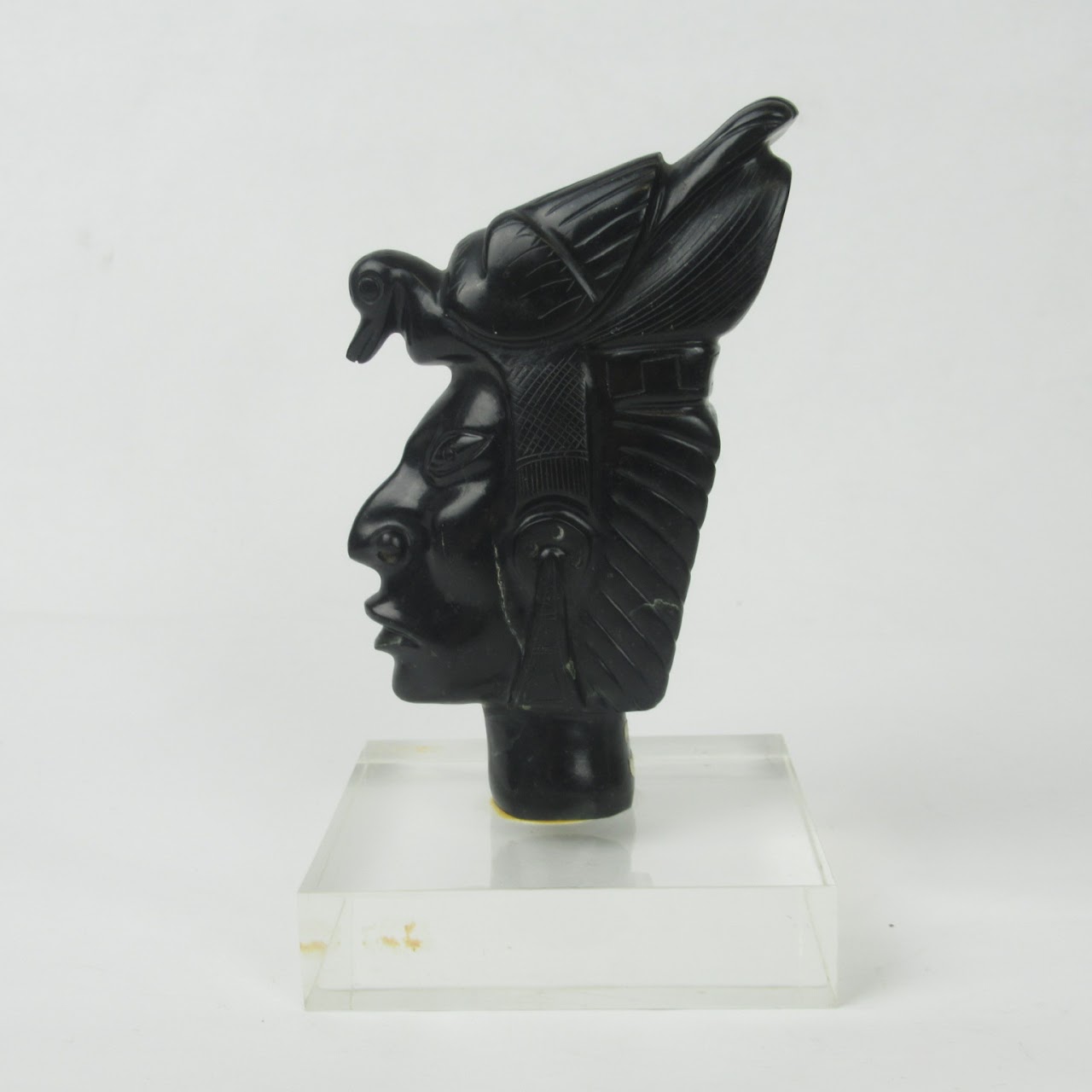 Obsidian Aztec Warrior Statue