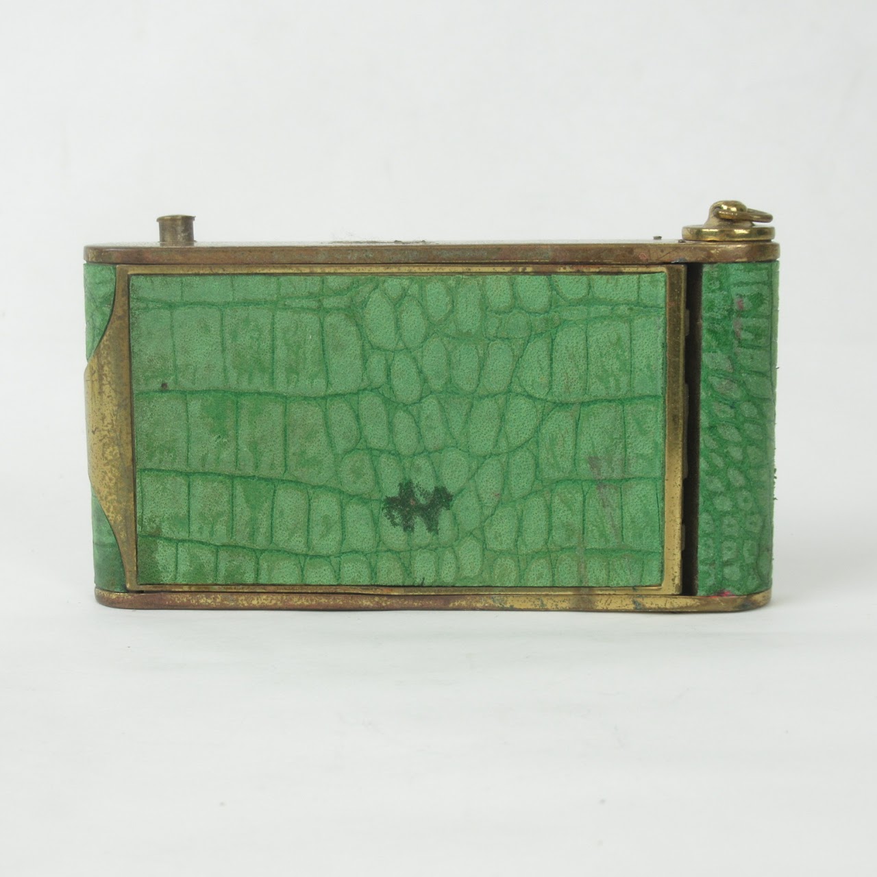 Brass & Faux Alligator Vintage Compact