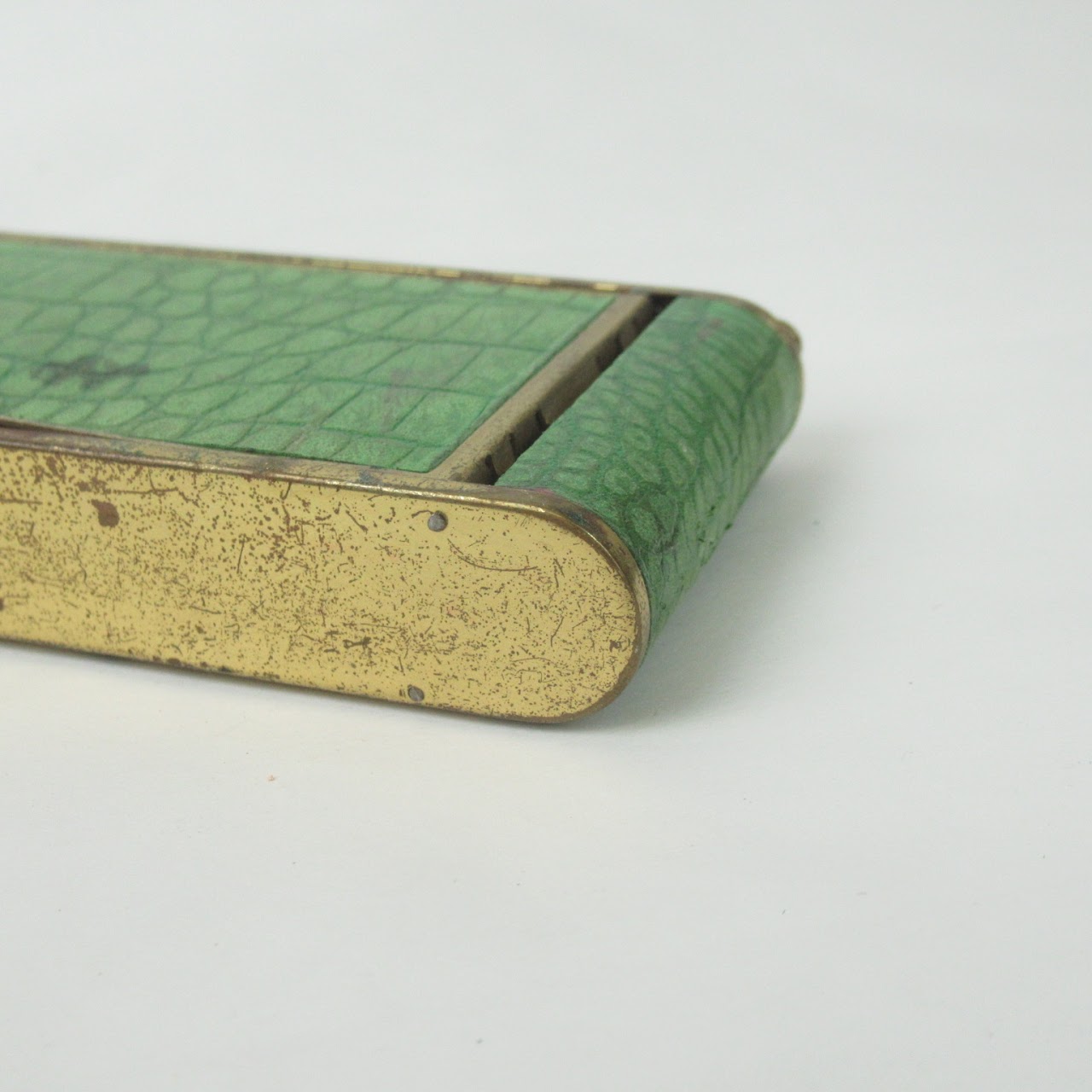 Brass & Faux Alligator Vintage Compact