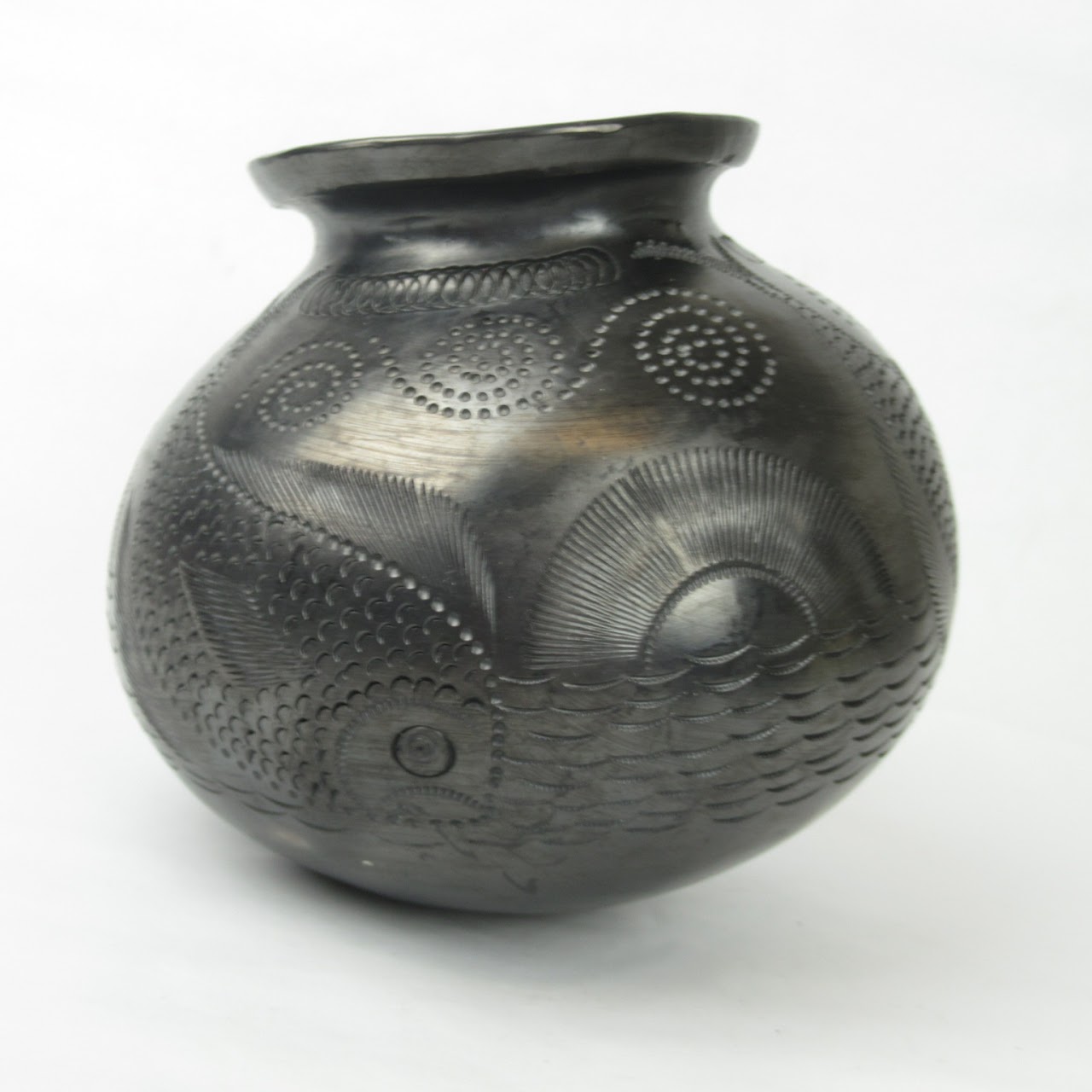 Black Oaxaca Round Vase