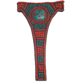 Tibetan Coral & Turquoise Long Bib Collar