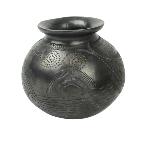 Black Oaxaca Round Vase