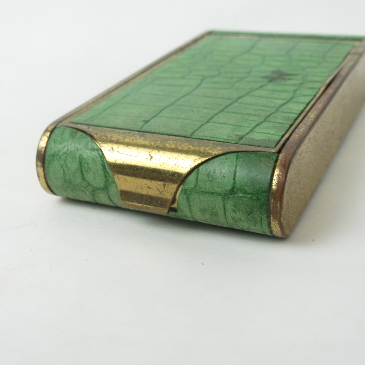 Brass & Faux Alligator Vintage Compact