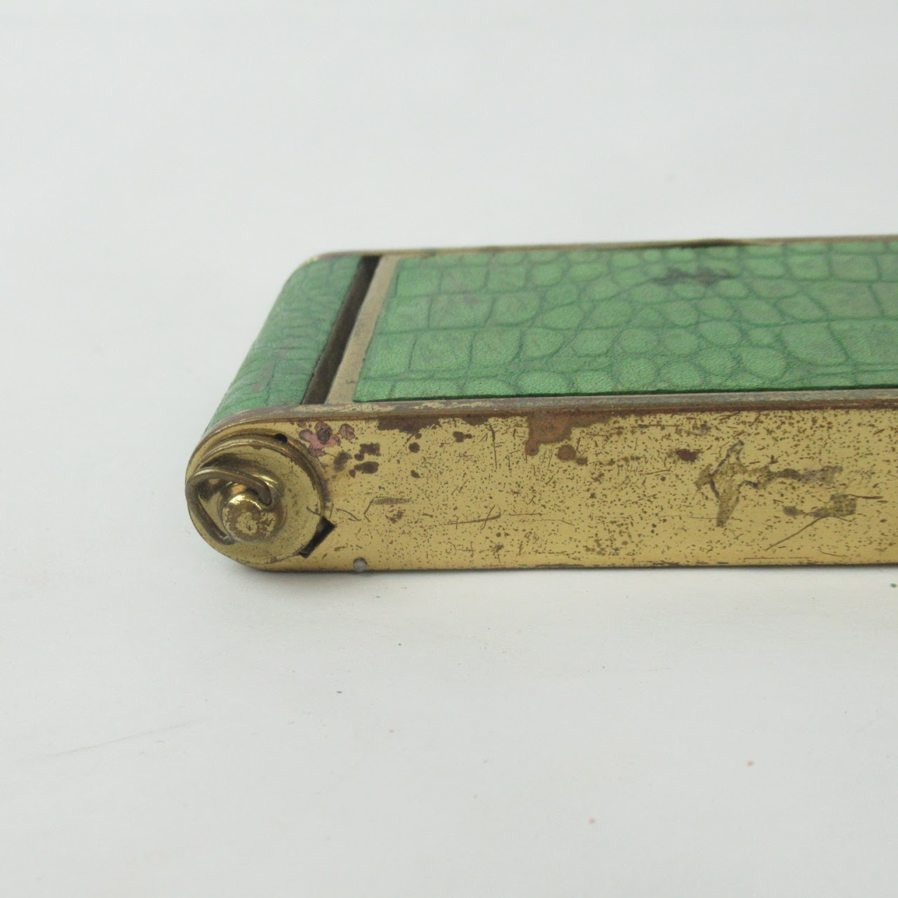 Brass & Faux Alligator Vintage Compact