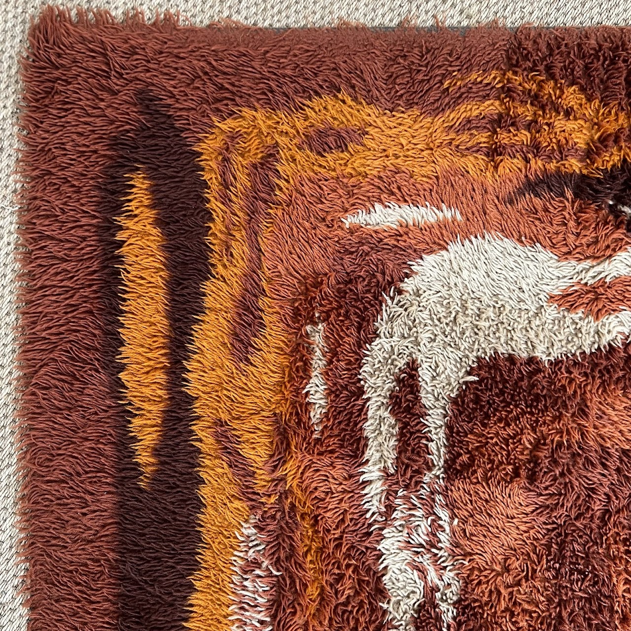 1970s Scandinavian Wool Shag Area Rug