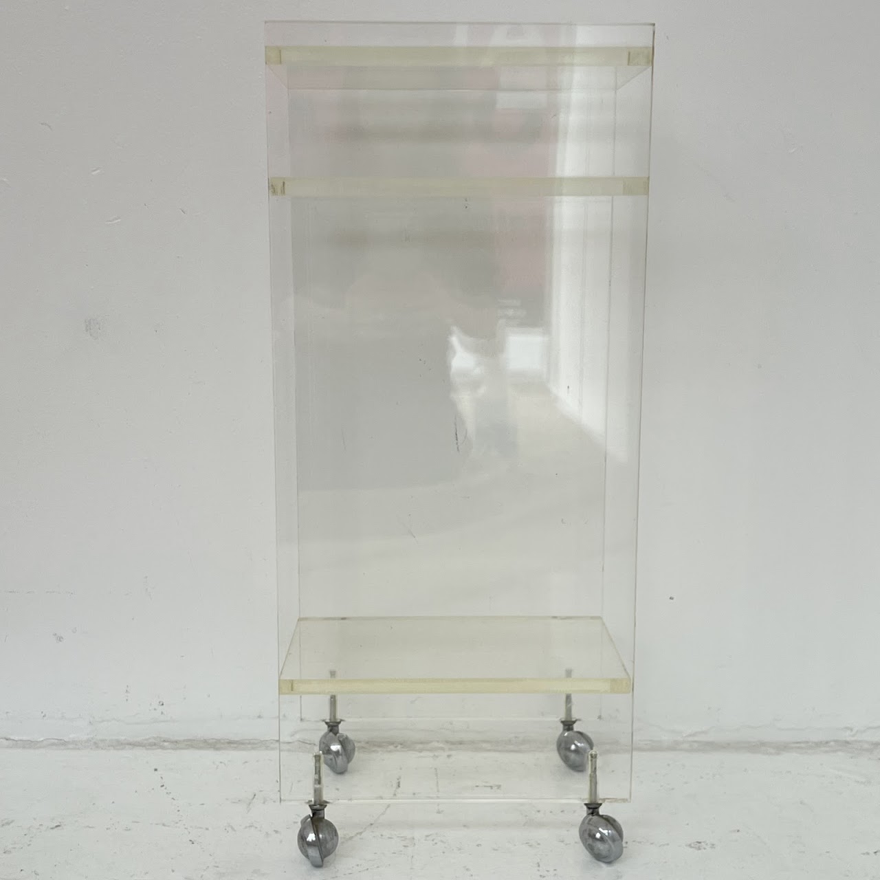 Vintage Lucite Small Rolling Shelf