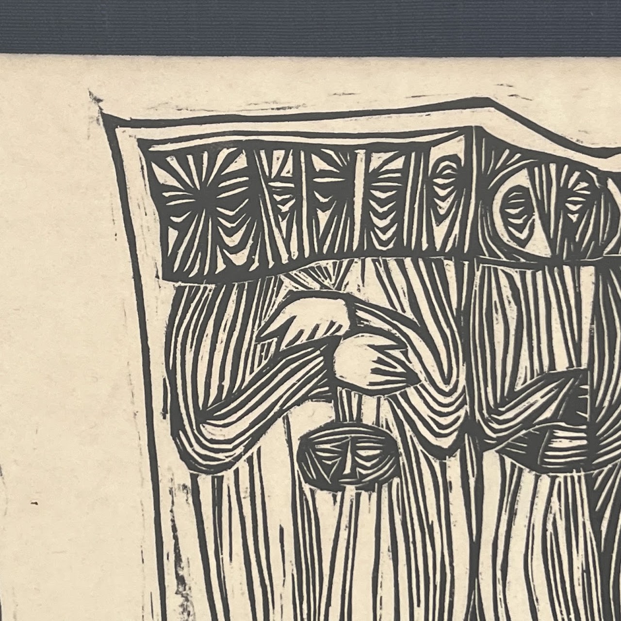 'In Mourning State' Signed Mid-Century Modernist Woodcut, 1966