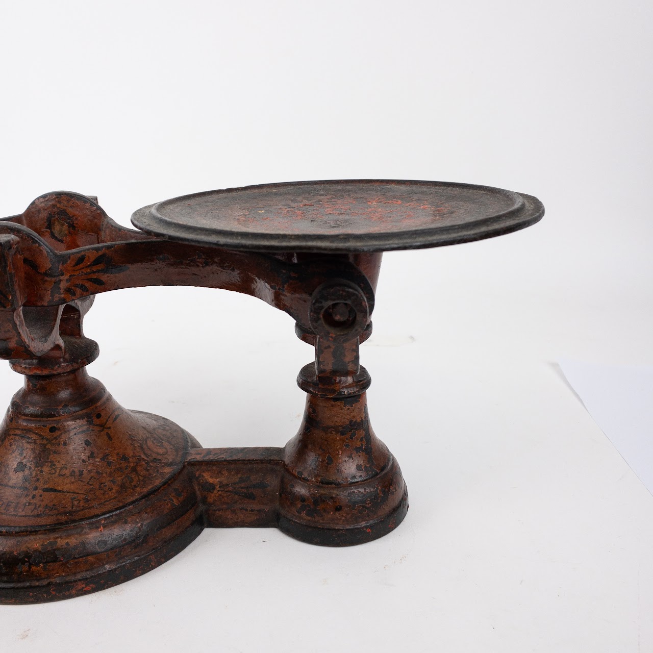 Cast Iron and Brass Antique Balance Scale with Weights