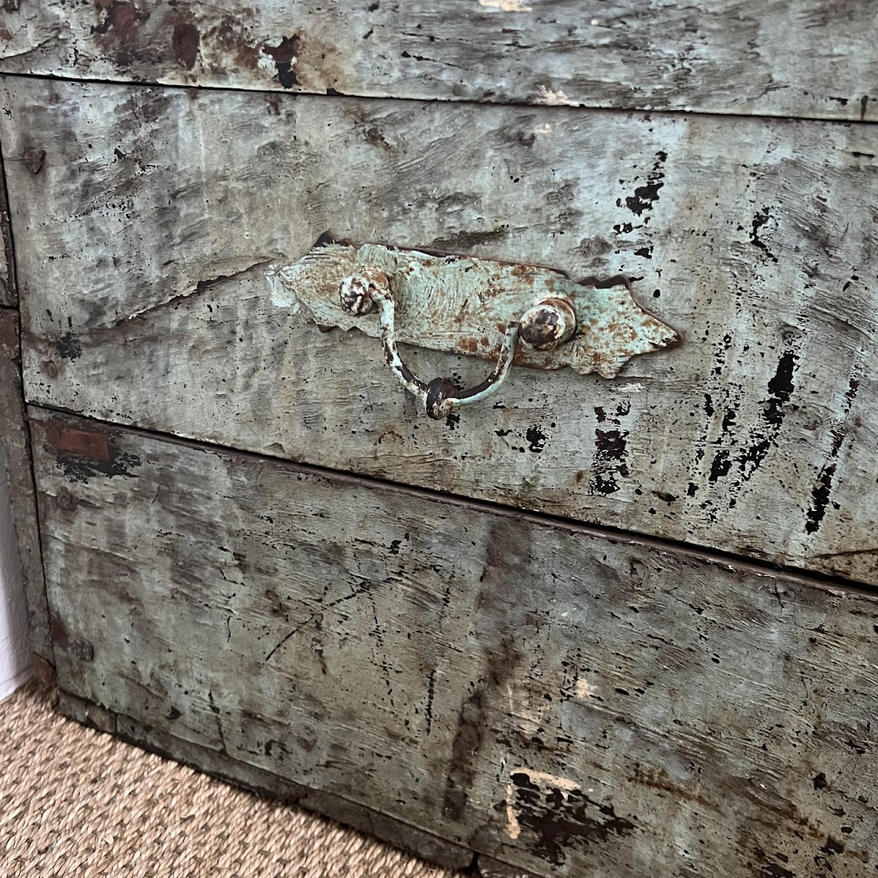 Early 20th C. Blue Painted Blanket Chest