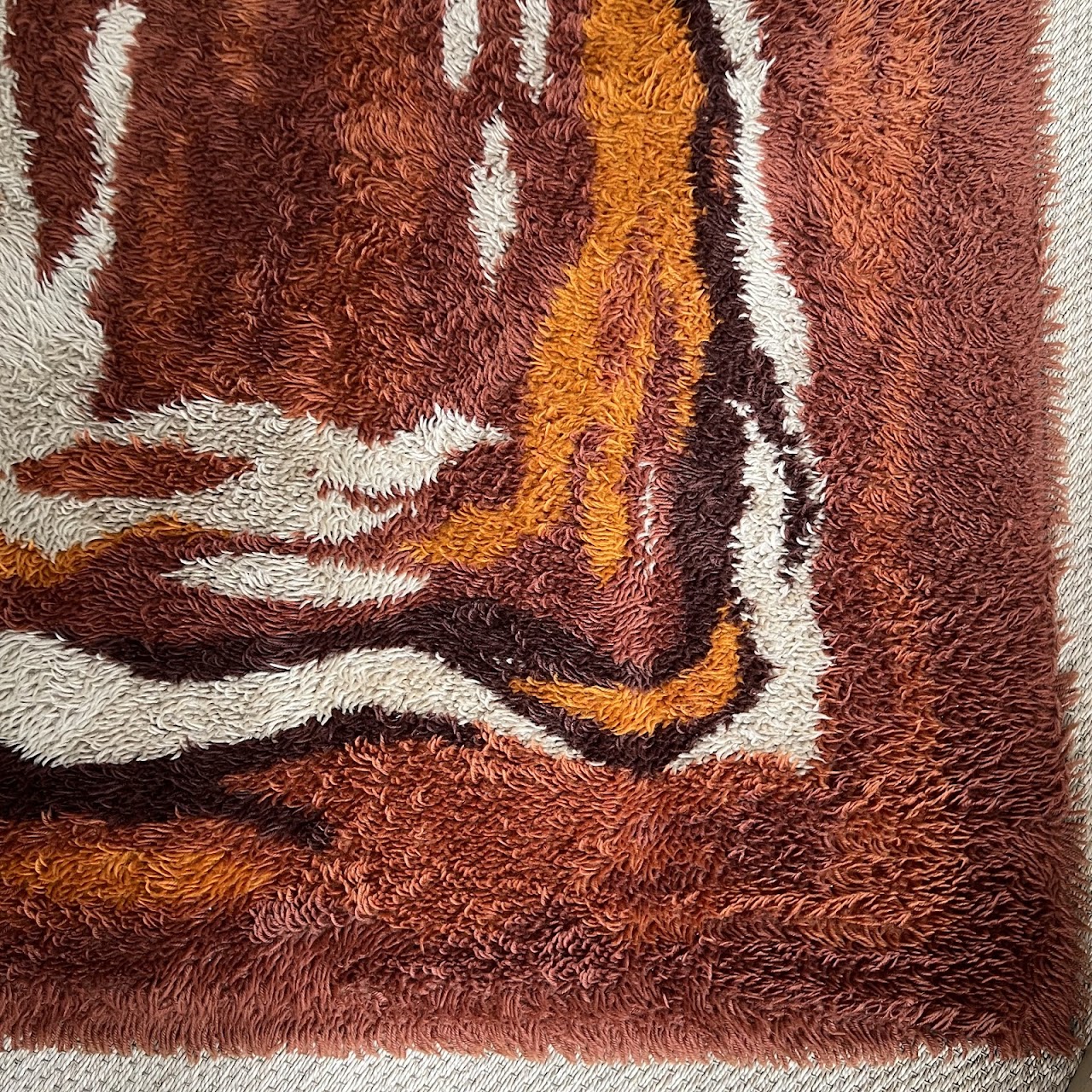 1970s Scandinavian Wool Shag Area Rug